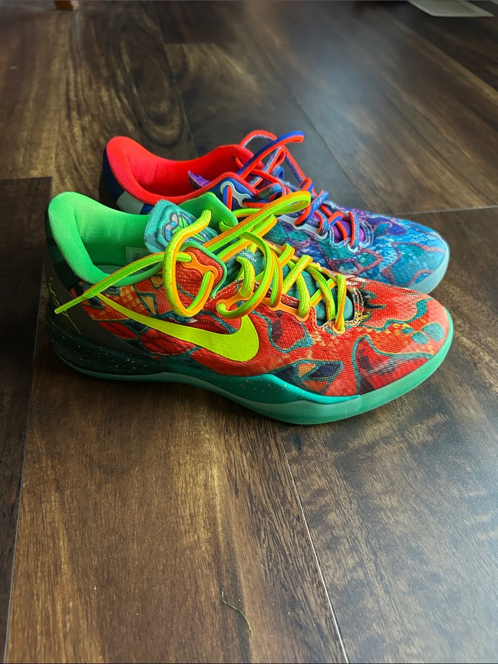 Nike Kids Multicolor Sneakers with Neon Green Swoosh